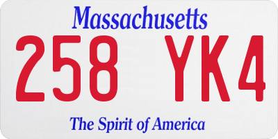 MA license plate 258YK4
