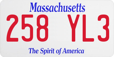 MA license plate 258YL3