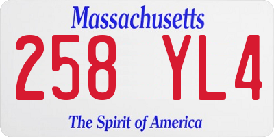 MA license plate 258YL4