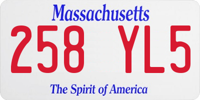 MA license plate 258YL5