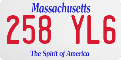 MA license plate 258YL6