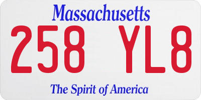 MA license plate 258YL8