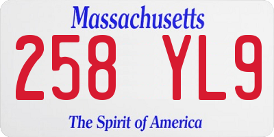 MA license plate 258YL9