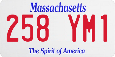 MA license plate 258YM1