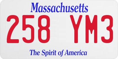 MA license plate 258YM3