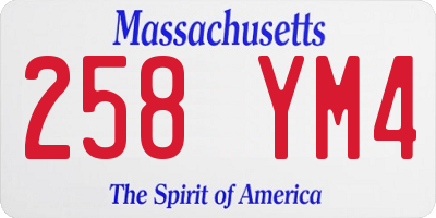 MA license plate 258YM4