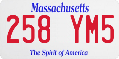MA license plate 258YM5