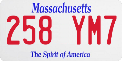 MA license plate 258YM7