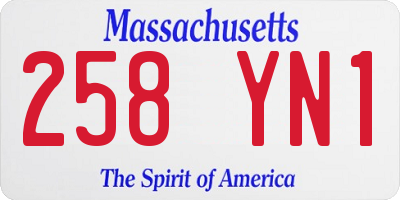 MA license plate 258YN1