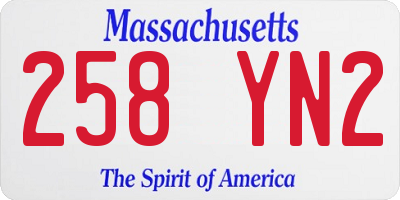 MA license plate 258YN2