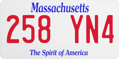 MA license plate 258YN4