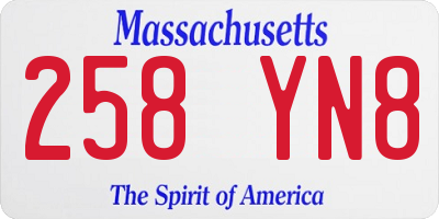 MA license plate 258YN8