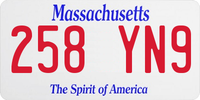 MA license plate 258YN9