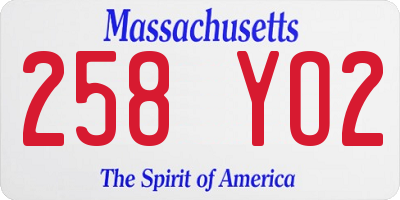 MA license plate 258YO2