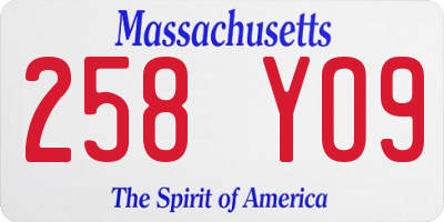 MA license plate 258YO9
