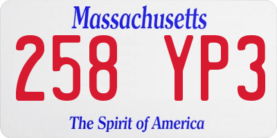 MA license plate 258YP3