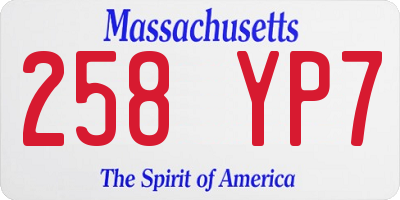 MA license plate 258YP7