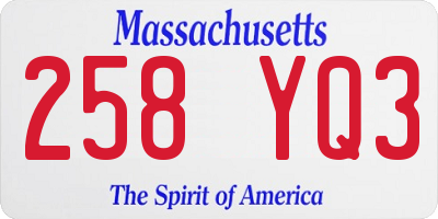 MA license plate 258YQ3