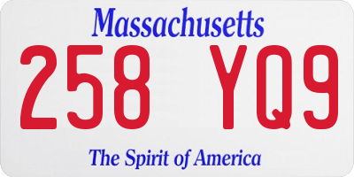 MA license plate 258YQ9