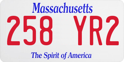 MA license plate 258YR2