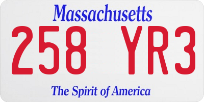 MA license plate 258YR3