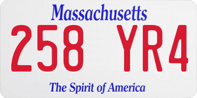 MA license plate 258YR4