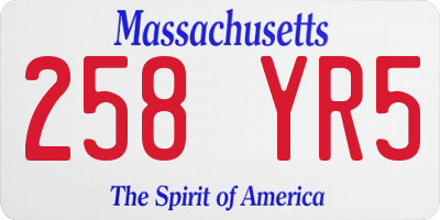 MA license plate 258YR5