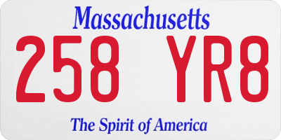 MA license plate 258YR8