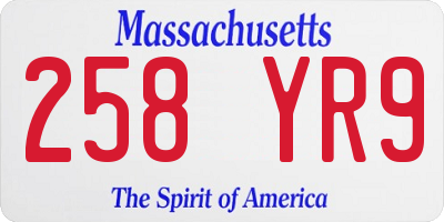 MA license plate 258YR9