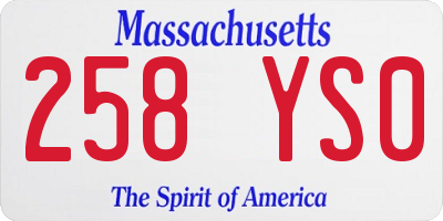 MA license plate 258YS0