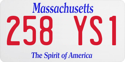 MA license plate 258YS1