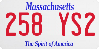 MA license plate 258YS2