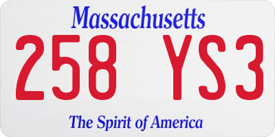 MA license plate 258YS3