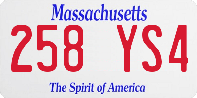 MA license plate 258YS4
