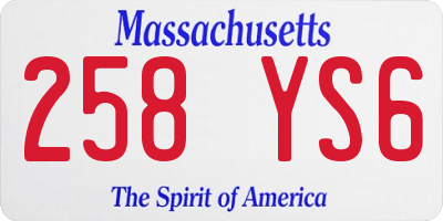 MA license plate 258YS6