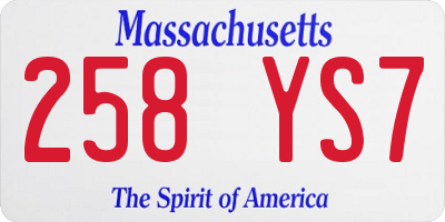 MA license plate 258YS7