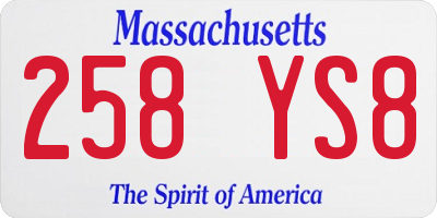MA license plate 258YS8