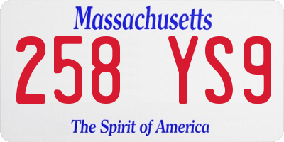 MA license plate 258YS9