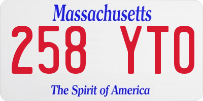 MA license plate 258YT0