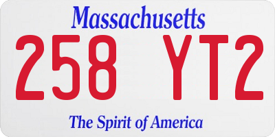 MA license plate 258YT2