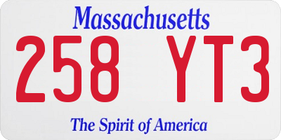MA license plate 258YT3