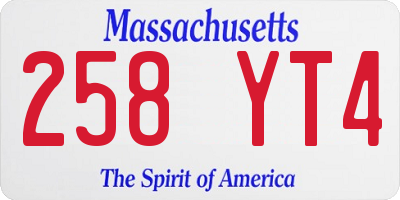 MA license plate 258YT4