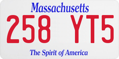 MA license plate 258YT5