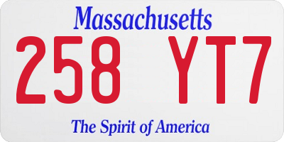 MA license plate 258YT7