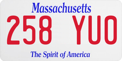 MA license plate 258YU0