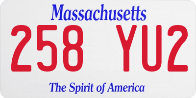 MA license plate 258YU2