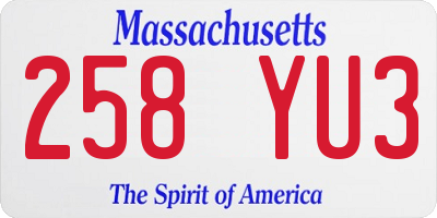 MA license plate 258YU3