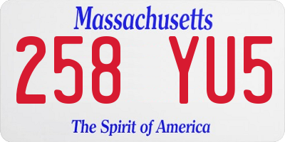 MA license plate 258YU5