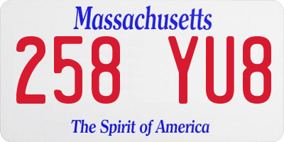 MA license plate 258YU8