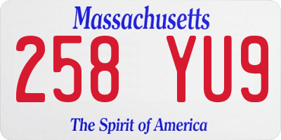 MA license plate 258YU9